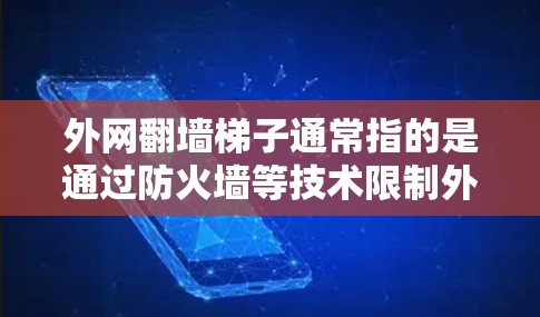 外网翻墙梯子通常指的是通过防火墙等技术限制外部设备的流量，确保它们能够连接到内部互联网。以下是对该概念的详细分析