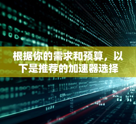 根据你的需求和预算,以下是推荐的加速器选择 根据你的需求和预算,以下是推荐的加速器选择